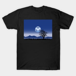 Dead Tree Halloween D20 Dice Moon RPG Night Roleplaying Landscapes T-Shirt